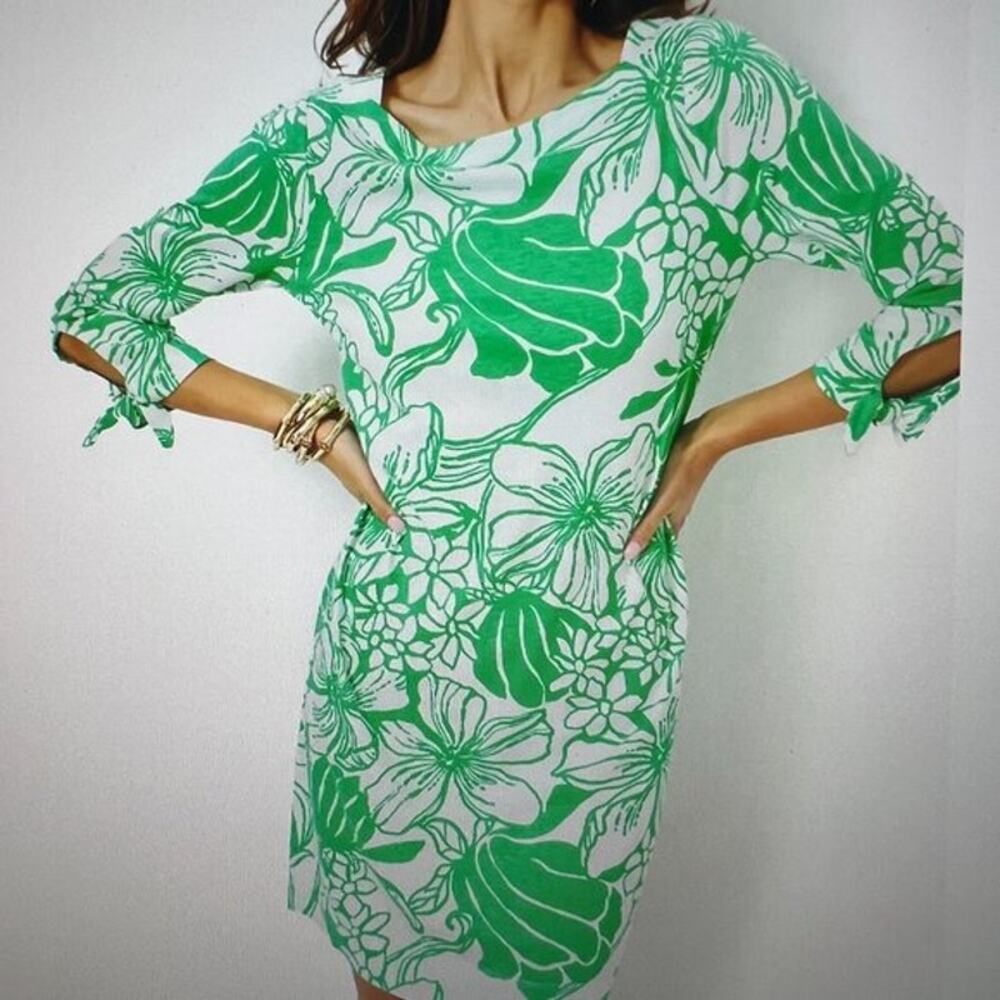 NEW Lilly Pulitzer Lidia Cotton Boatneck Dress Spearmint Kiss My Tulips M